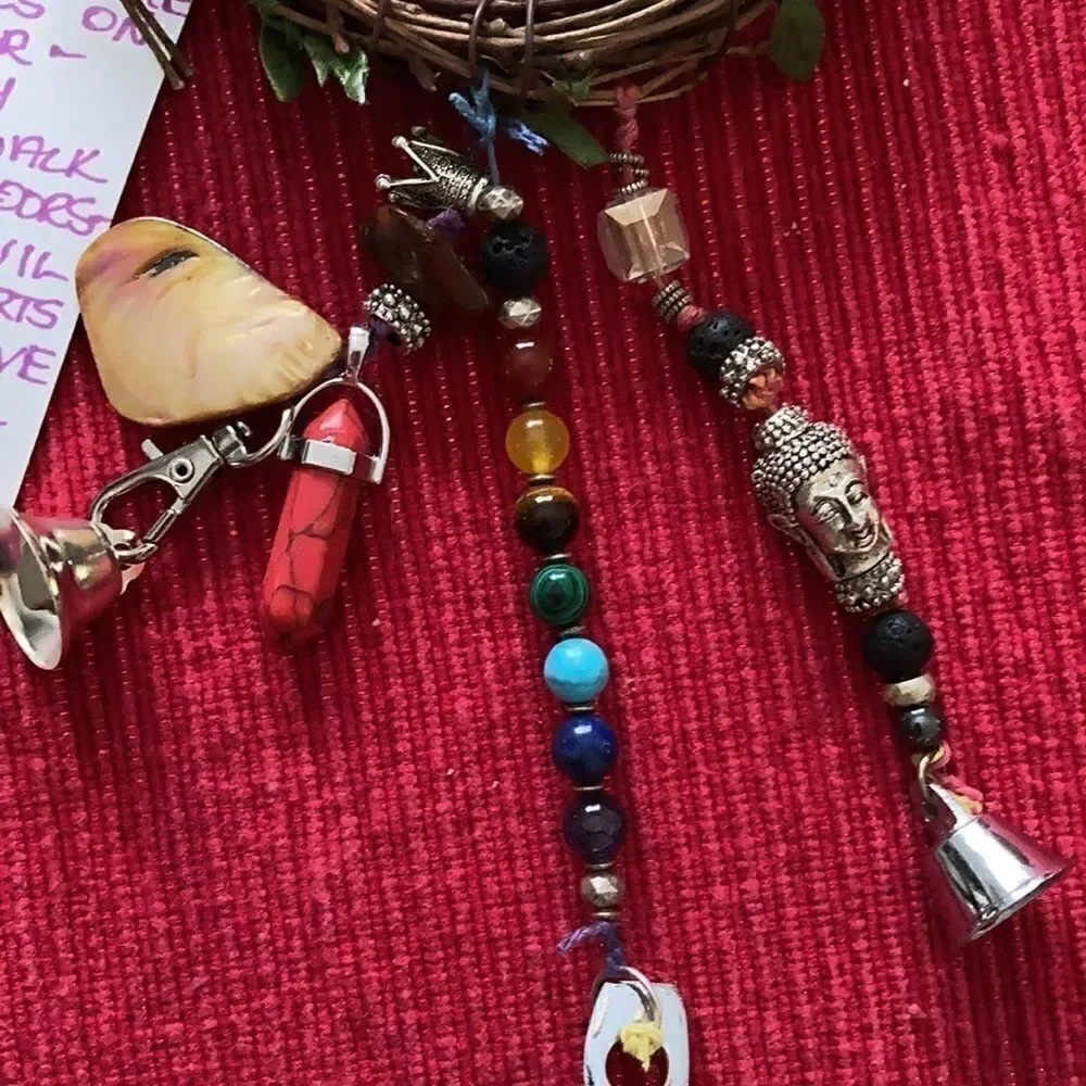 NWT handmade Door Blessings by Dani bells beads Buddha crystals